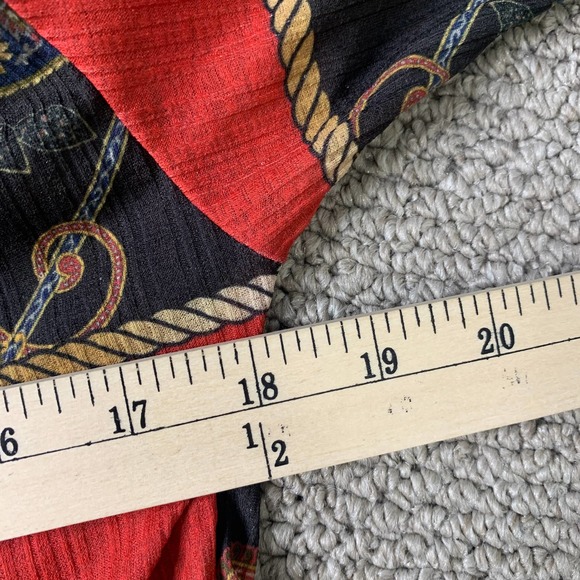 Zara Trufaluc Womens Blouse Top Size Small Red/Black Ornament Print Peplum - Picture 7 of 9